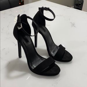 Ankle Strap Suede Heels